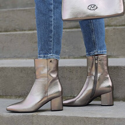 Metallic booties on sale